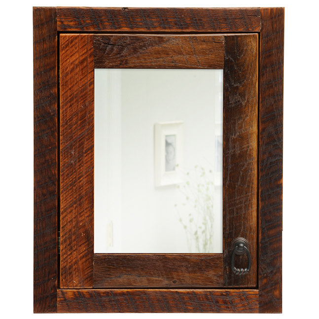 Wood framed medicine cabinet with mirror discount